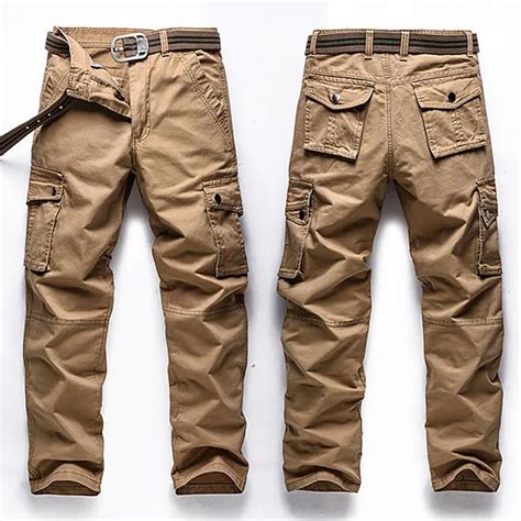 Large Size 30 48 Hot Multi Pocket Mens Military Cargo Pants Solid Khaki ...