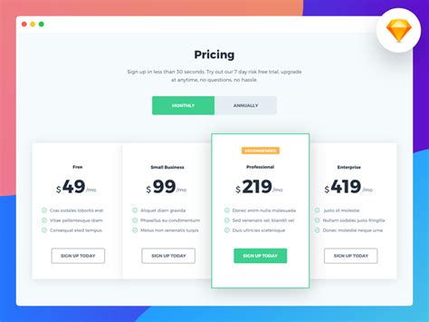 Pricing Page Template - Free Sketch - Freebie Supply