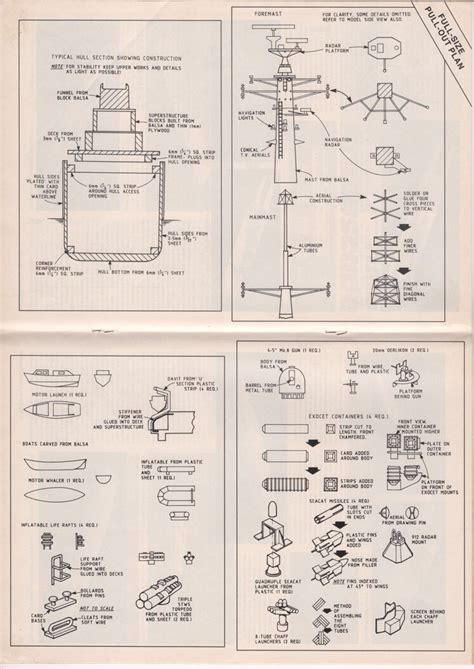 Original Full Size printed plans Standoff Scale 1:144 HMS Ambuscade Ty – Vintage Model Plans