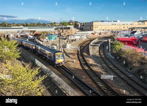 Inverness railway complex and station Highland Scotland view with Class 170 turbostar Stock ...