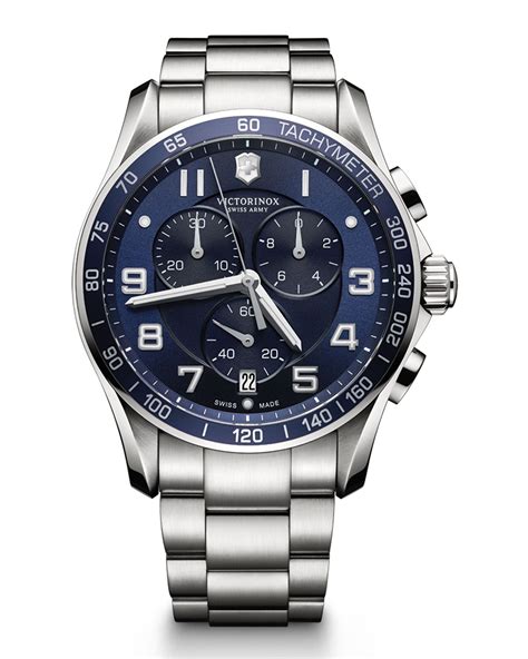 Victorinox Chrono Classic Xls Stainless Chronograph Watch With Blue ...