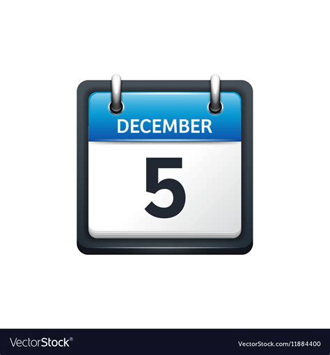 December 5 calendar icon flat Royalty Free Vector Image