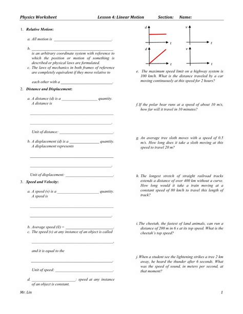 (PDF) Physics’Worksheet ... Worksheet... · Summary of Linear Motion Formulas a. A stone is ...