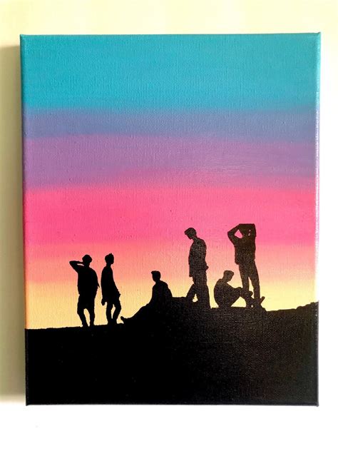 BTS "Love Yourself" & "Sunset Silhouette" 8x10 acrylic paintings - Hand-painted on canvas, #8x10 ...