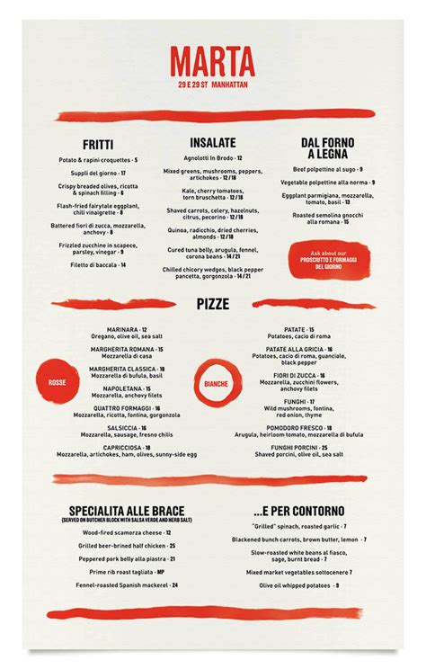 marta-menu-1 | Menu design, Pizza branding, Resturant menu