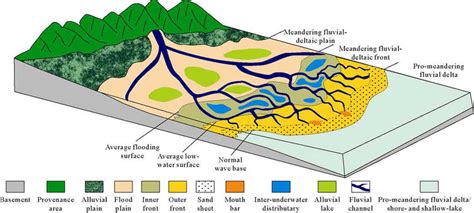 Depositional model of Es 1 shallow-water meandering fluvial deltas on ...