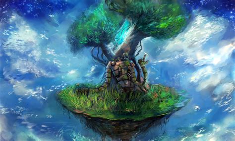 Painting of green tree leaf, Studio Ghibli, Castle in the Sky, anime, fantasy art HD wallpaper ...