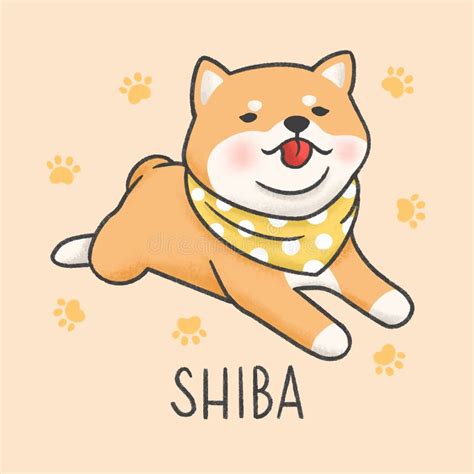 Cute Shiba Cartoon Hand Drawn Style Stock Illustration - Illustration ...