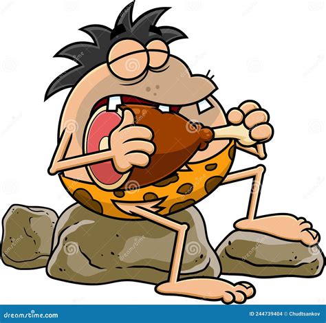 Caveman Eating A Large Drumstick Stock Illustration | CartoonDealer.com #50699992