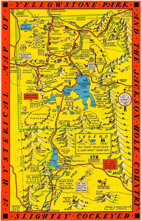 A Hysterical Map of Yellowstone Park and the Jackson Hole Country ...