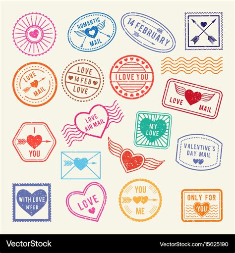 Vintage romantic postal stamps love Royalty Free Vector