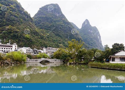 Yangshuo village stock image. Image of traveling, architecture - 30240095