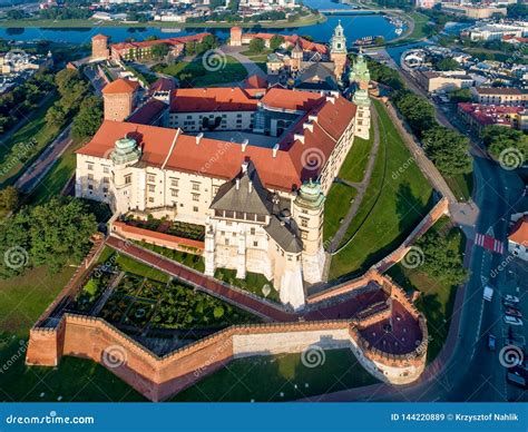 Wawel Castle and Cathedral in Krakow, Poland. Aerial View at Sunrise ...