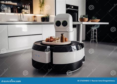 Robot Chef in the Kitchen, Preparing Breakfast with Advanced AI Technology and Modern Design ...