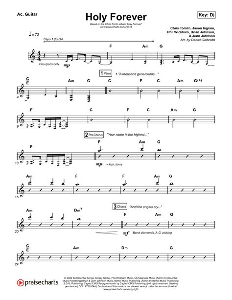 Holy Forever Acoustic Guitar Sheet Music PDF (Chris Tomlin) - PraiseCharts