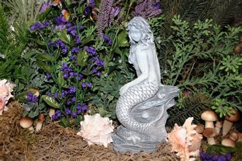 MERMAID CEMENT STATUE POND FAIRY GARDEN CONCRETE FIGURINE | Etsy