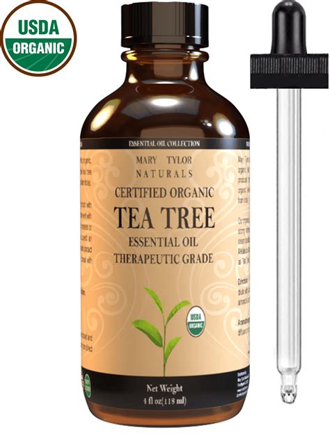 Organic Tea Tree Oil, Large 4 oz USDA Certified Organic, 100% Pure Essential Oil, Therapeutic ...