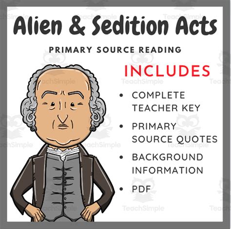 The Alien and Sedition Acts 1798: Primary Source Analysis by Teach Simple