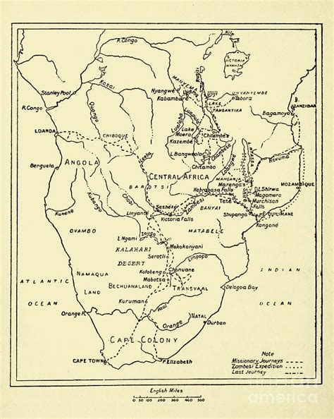 Map of David Livingstone's Routes w2 Drawing by Historic illustrations - Fine Art America