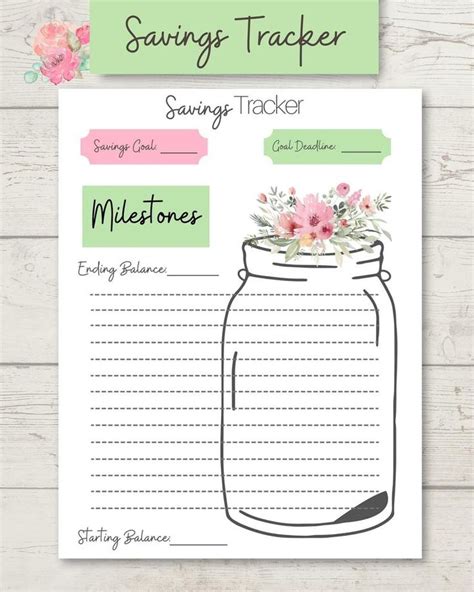 Savings Tracker Printable, Savings Tracker, Savings Jar, Money Saving ...