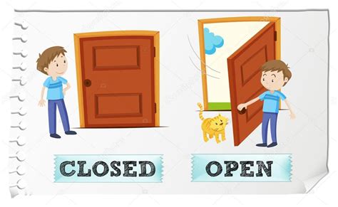 Opposite adjectives closed and open Stock Vector Image by ©blueringmedia #93689364