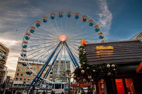 Ferris Wheel and a Gluhwein Stand in the Duisburg Christmas Market ...