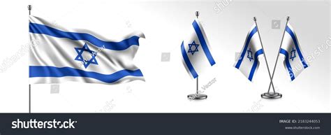 Set Israel Waving Flag On Isolated Stock Vector (Royalty Free ...