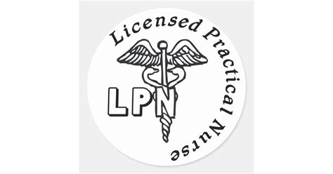 CADUCEUS LPN LOGO LICENSED PRACTICAL NURSE CLASSIC ROUND STICKER | Zazzle