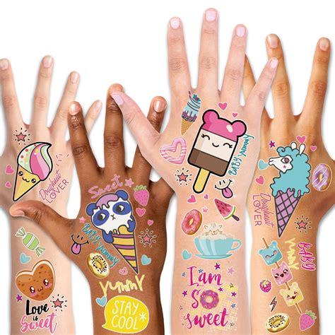 Buy Konsait Temporary Tattoo for Kids, Fake Waterproof Tattoo Stickers For Children Girls Candy ...