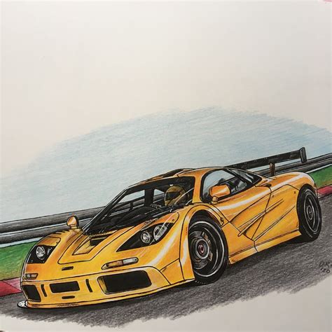 Dibujo Mclaren F1 LM Dibujado a mano Lápiz y pintura A4 Amante del coche presente idea - Etsy México