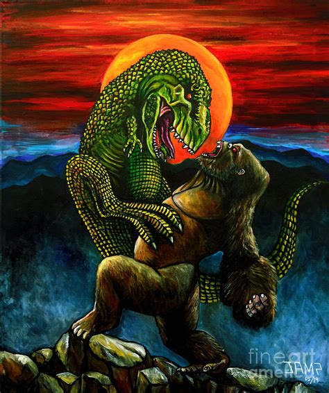 King Kong vs Tyrannosaurus Rex Painting by Jose Antonio Mendez - Pixels