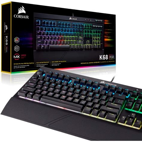 Corsair K68 RGB Mechanical Gaming Keyboard, Backlit RGB LED, Dust and Spill Resistant - Linear ...