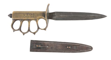 Lot Detail - U.S. WWI M1918 LF&C TRENCH KNIFE & ORIGINAL SHEATH.