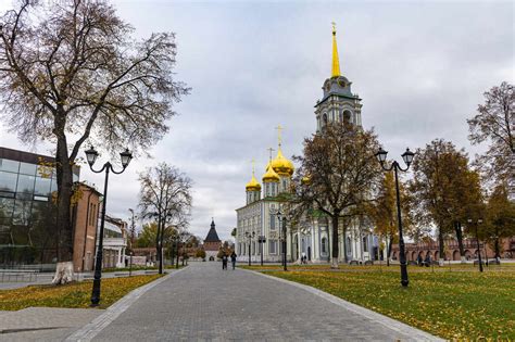 Russia, Tula Oblast, Tula, Footpath across public park in front of All ...