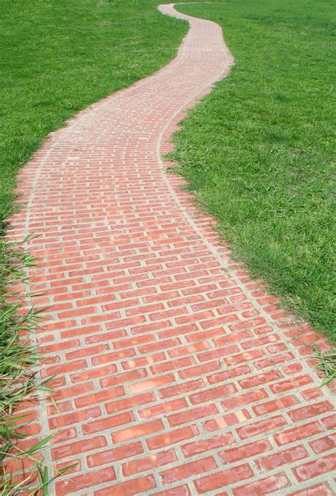 Curved red brick walkway stock photo. Image of outdoors - 14682000