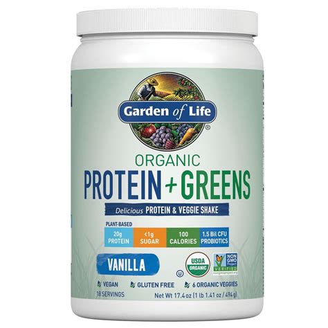 Garden of Life Organic Protein & Greens Powder, Vanilla, 20g Protein, 1 ...