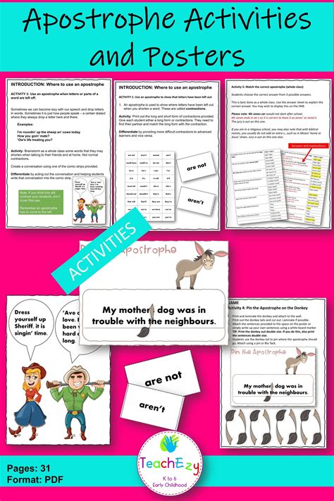 Apostrophe Activities and Posters | Classroom posters, Common and ...