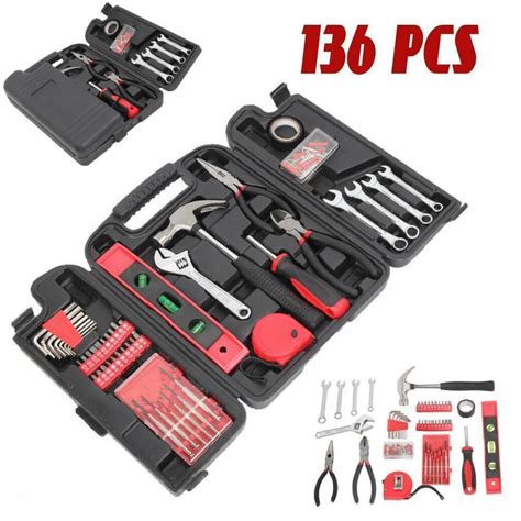 136pcs Red Tool Set Household Tools Kit Box Mechanics Women Ladies with ...