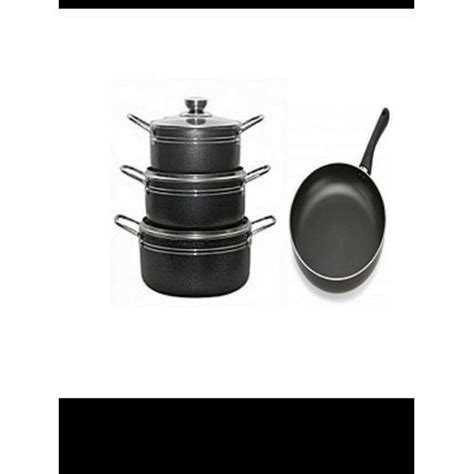 Generic Cookware Set-- Non Stick Pot Set (3 Pieces) + 1 Frying Pan | Jumia Nigeria