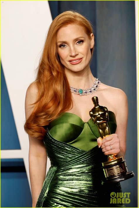 Oscar Winner Jessica Chastain Is a Green Goddess at Oscars 2022 After Party with Her Husband ...