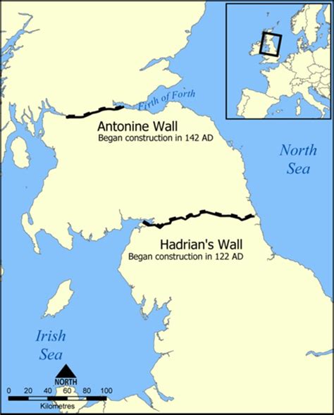 Hadrians Wall Map. A map of the location of Hadrian's Wall.