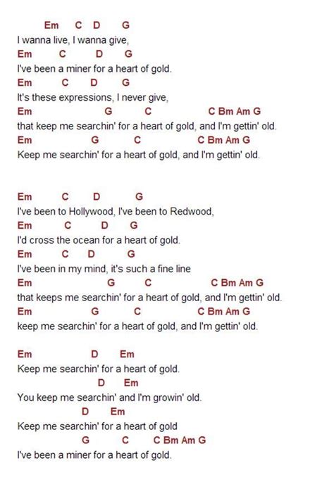 heart of gold chords - ค้นหาด้วย Google | Musique, Chanson