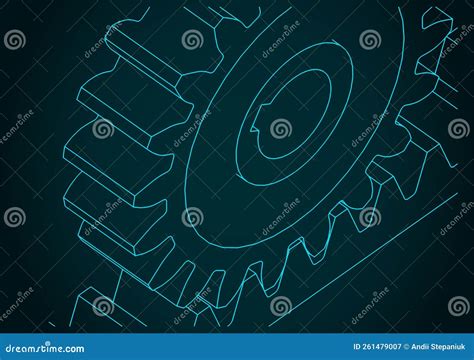 Rack and pinion closeup stock vector. Illustration of blueprints ...