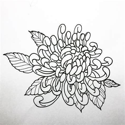 Chrysanthemum Tattoo Stencil