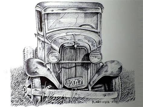 How To Draw & Paint Old Abandoned Car Using Ballpoint Only - YouTube