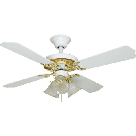 42" Dual Mount Ceiling Fan White Polished Brass Tulip Light | HD Supply