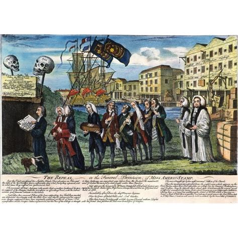 Stamp Act Repeal 1766 Nthe Repeal Of The Stamp Act English Cartoon Engraving 1766 Rolled Canvas ...