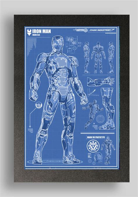 Iron Man Mark 42 Suit Blueprints 16x24 by RyanHuddle on Etsy, $25.00 ...