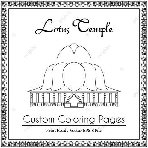 Lotus Temple In India Coloring Book Hindustani Kerala Page Vector ...