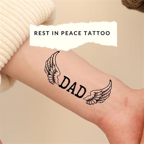 RIP Temporary Fathers Day Tattoo Custom Personalised Party Tattoo Add Your Text Rest in Peace in ...